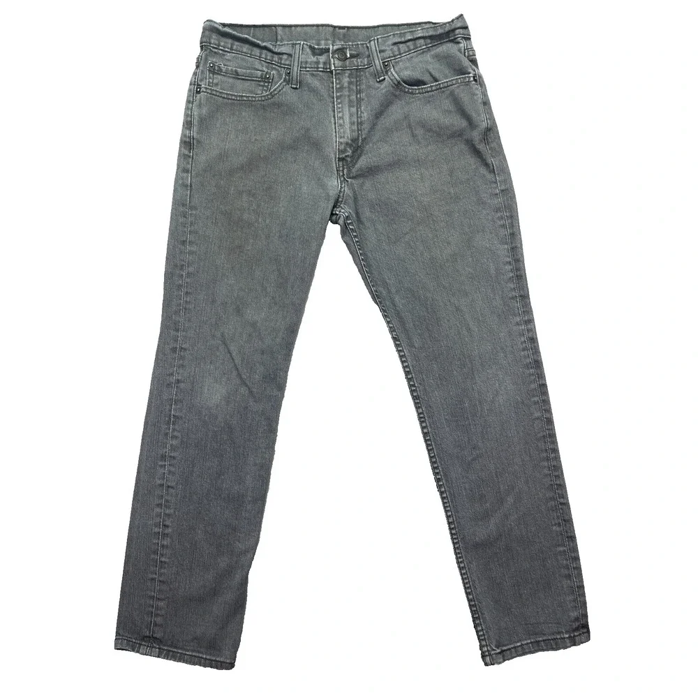 Levi's 514 Jeans Gray Straight Leg Stretch Sz 34 Fits 31